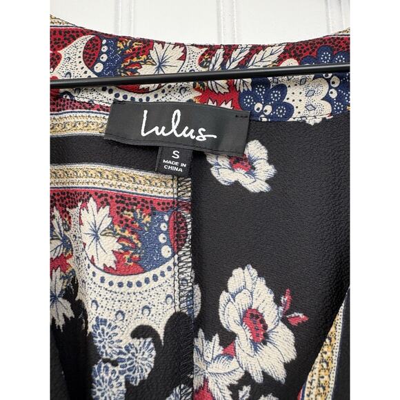Lulus Women's Maxi Timeless Wrap Dress Black Floral Long‎ Sleeve Size S #142 - Picture 7 of 16